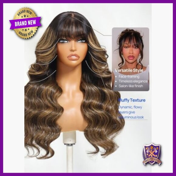 13x4 HD Lace Front Human Hair Wig, Glueless Body Wave with Bangs main image 4